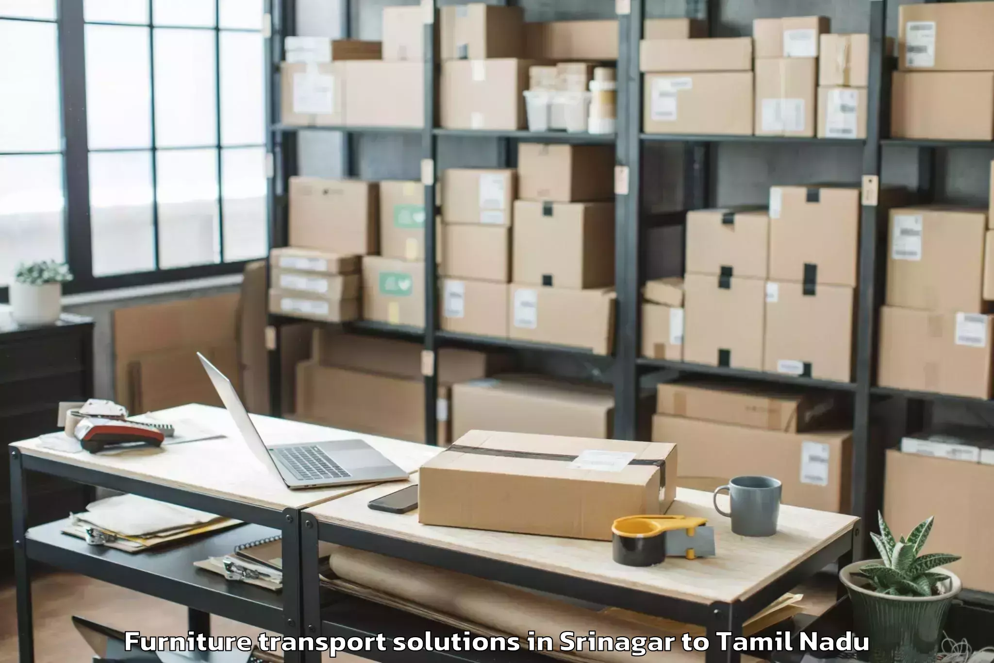 Expert Srinagar to Thiruvadanai Furniture Transport Solutions